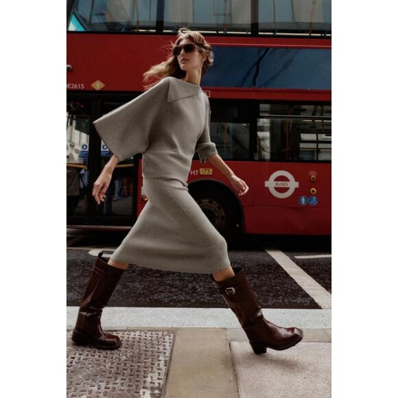 ZARA KNIT SWEATER WITH LAPEL NECK - Picture 1 of 8